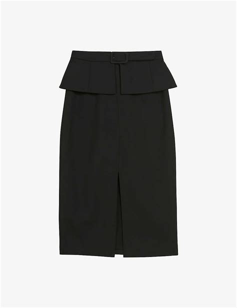 Ted Baker Floreei Peplum Waist Stretch Woven Midi Skirt