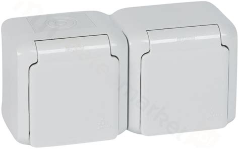 Legrand gniazdo 2x2P z przesłoną forix szare 16A 250V 782397