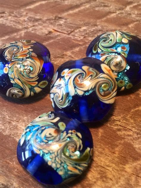 Handmade Lampwork Glass Lentil Beads By Thecharmsoflondon On Etsy