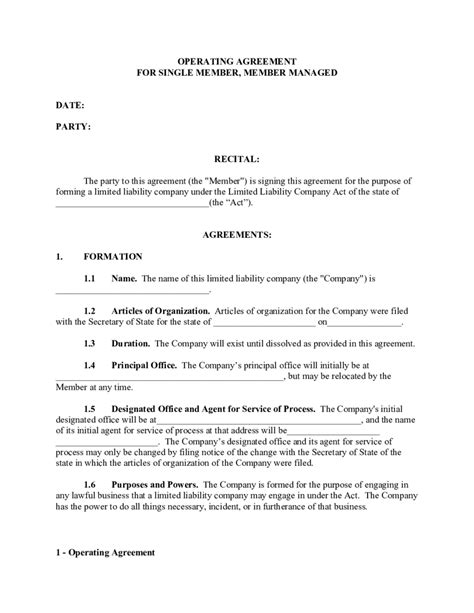 Single Member Llc Operating Agreement Template Edit Fill Sign Online Handypdf