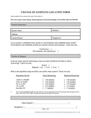 Fillable Online Deq Mt Change Of Sampling Location Form Department Of