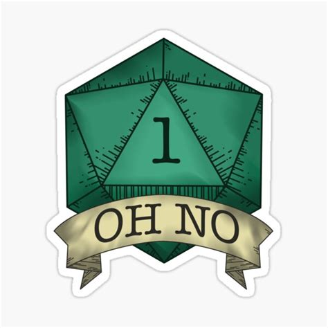 Oh No D20 Nat 1 Colored Version 1 Sticker For Sale By Acellama