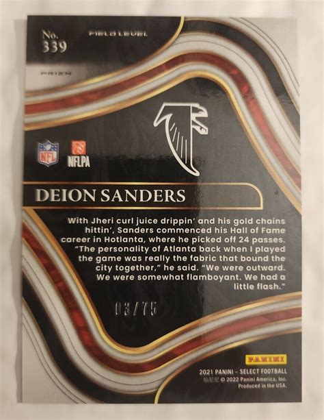 Panini Select Field Level Tri Color Prizm Deion Sanders