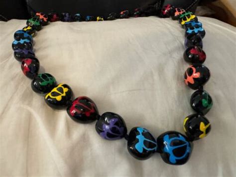 Hawaiian Kukui Nut Lei Hawaii Turtle Rainbow Color Necklace Great For