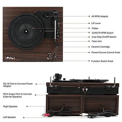 Lp No Bluetooth Vinyl Record Player With External Speakers Speed