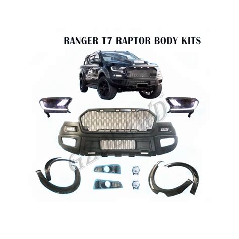 Raptor Body Kits Bumper With Led Headlight For Ford Ranger T Facelift