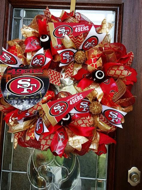 49ers Wreathsan Francisco 49ers Wreath Football Wreath Nfl Etsy