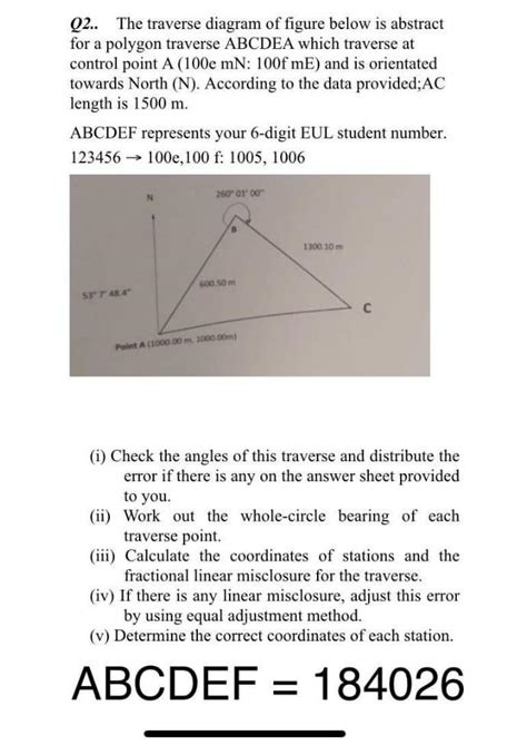 Solved Q2 The Traverse Diagram Of Figure Below Is Abstract Chegg