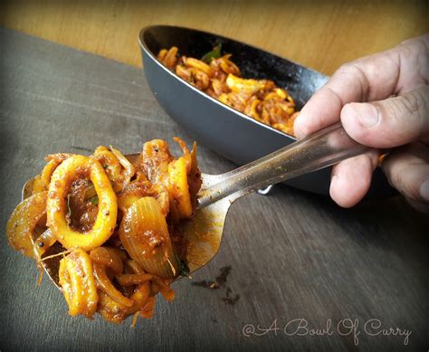 A Bowl Of Curry Spicy Squid Masala Fry