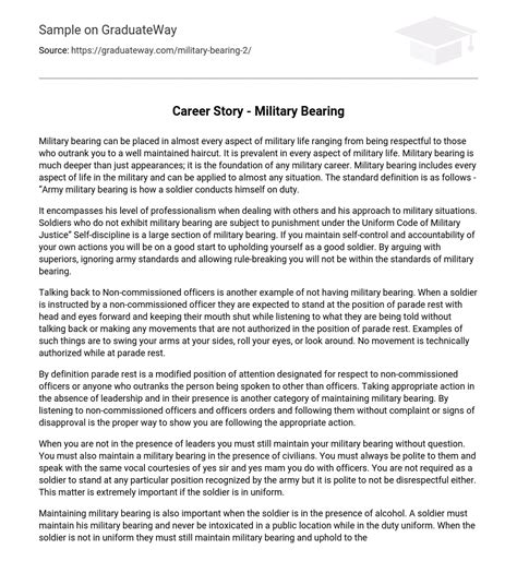 ⇉career Story Military Bearing Essay Example Graduateway