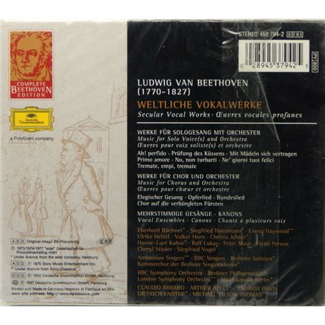 Complete Beethoven Edition Vol 18 Secular Vocal Works Various