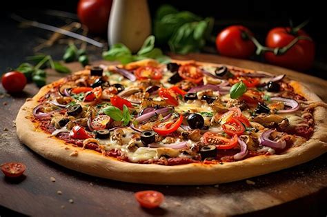 Premium Photo | Tempting Thin Crust Pizza with Toppings