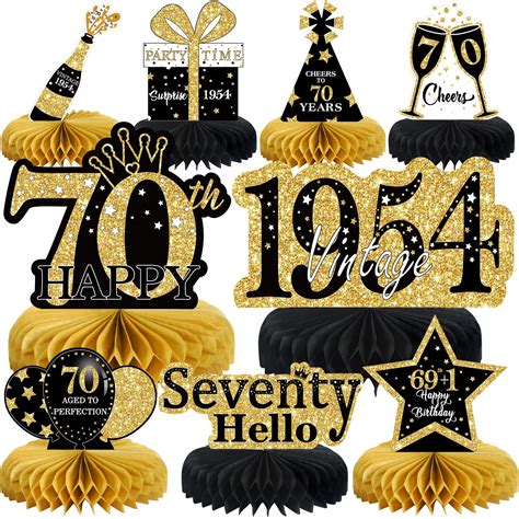 Buy 9pcs 70th Birthday Decorations Honeycomb Centerpieces For Men Women Black Gold Happy 30th