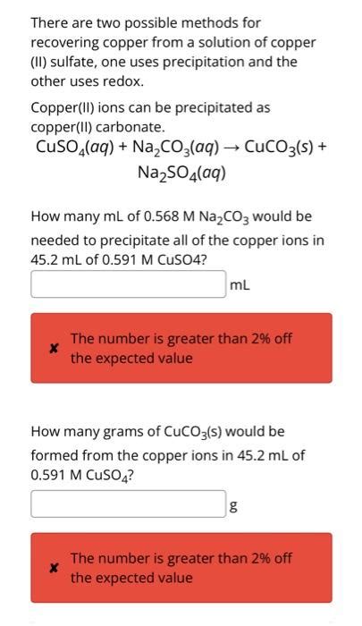 Solved There are two possible methods for recovering copper | Chegg.com