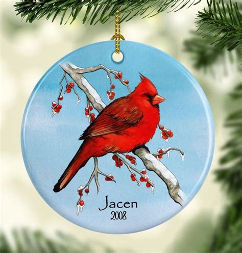 Cardinal Ornament For Christmas Personalized Name And Year Etsy