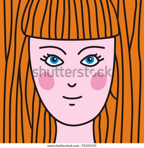 Stylized Portrait Girl Red Hair Stock Vector Royalty Free 76324141