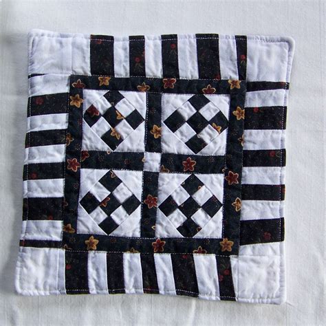 Scrappy Nine Patch Mini Quilt Mug Rug Or Coaster In Blue And Etsy