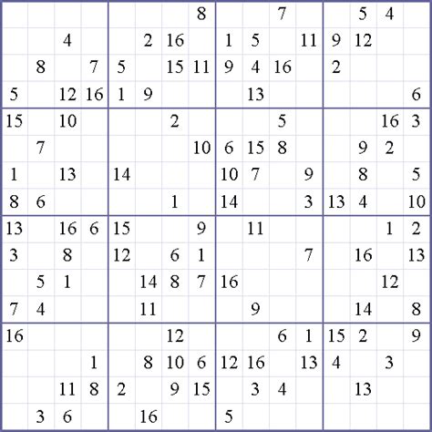 Sudoku Weekly - Free Online Printable Sudoku Games! 16x16 hard Puzzle