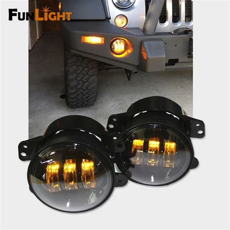 4 Inch Amber Yellow 30w Led Fog Lights For Jeep Wrangler 1997 2017 Jk Tj Lj Off Road Fog Lamp W