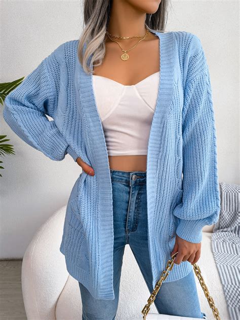 Cable Knit Open Front Pocketed Cardigan Fashion Bug Online