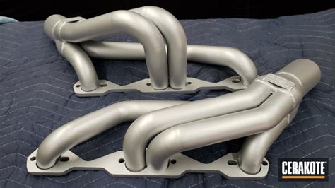 Chevy V8 Headers finished in Cerakote Glacier Silver | Cerakote