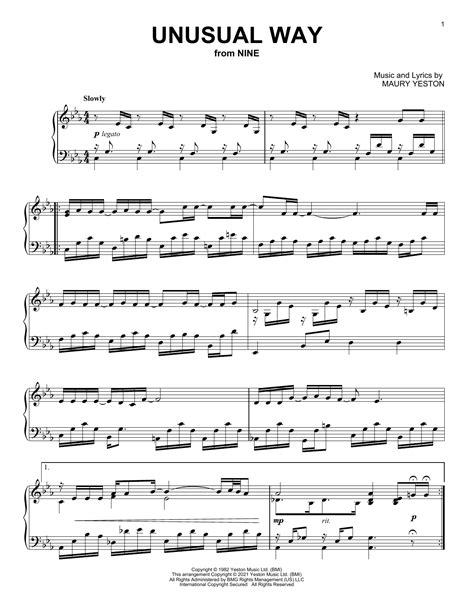 Maury Yeston Unusual Way Sheet Music For Piano Solo Download Pdf 1140933