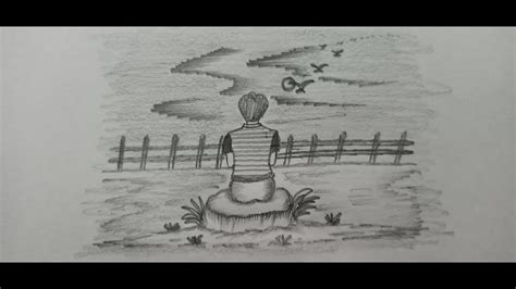 Alone Boy Pencil Sketch Drawing Youtube