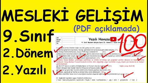 Mesleki Geli Im S N F D Nem Yaz L Sorular Pdf A Klamada