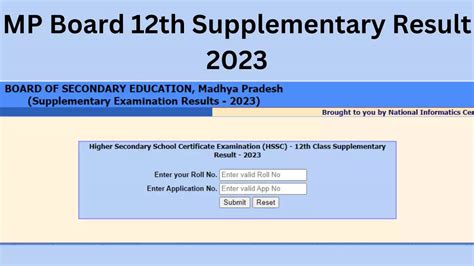 Mp Board 12th Supplementary Result 2023 Mpbse Mp Board Class 12th Supplementary Result Released