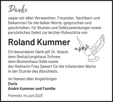 Traueranzeigen Von Roland Kummer M Rkische Onlinezeitung Trauerportal