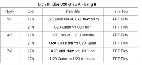 Lịch thi đấu U20 Việt Nam tại VCK U20 châu Á 2023