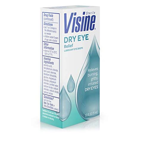 Visine Dry Eye Relief Lubricant Eye Drops With Polyethylene Glycol 400 To Moisturize And Soothe