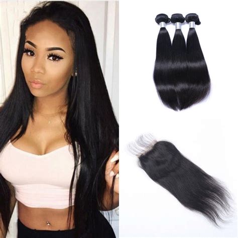 2020 Unprocessed Peruvian Virgin Hair 3 Bundles With Closure Natural