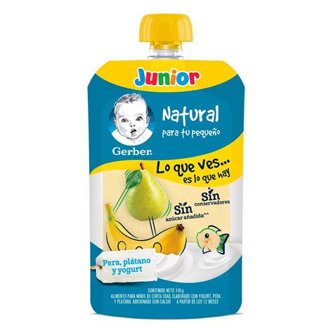 Papilla Con Yogurt Gerber Junior Etapa 4 Pera Plátano Pouch 110g Chedraui