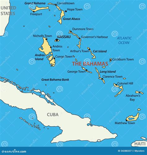 Bahamas Vector Map Isolated On White Background High Detailed Black