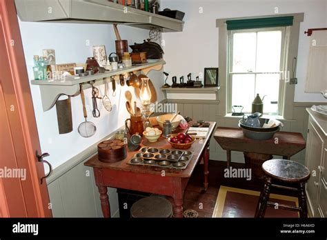 Interior kitchen of the The Green Gables heritage house, Cavendish, Prince Edward Island, Canada ...