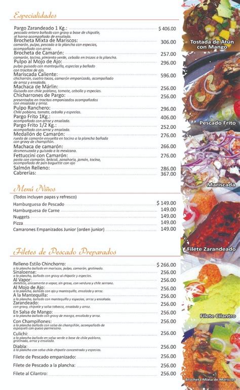 Carta Del Restaurante Mariscos El Chinchorro Culiac N Rosales De Los