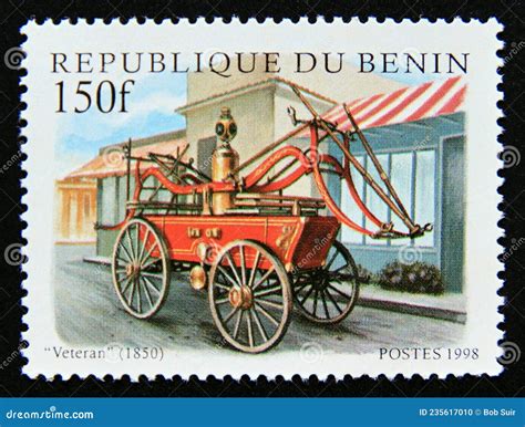 Postage Stamp Benin Veteran Antique Fire Brigade Engine