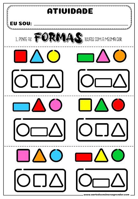 ATIVIDADE PRONTA CORES E FORMAS Atividades De Geometria Atividades