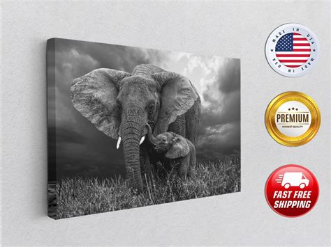 African Elephant Baby and Mom Canvas Print Animals Print, Fine Art ...