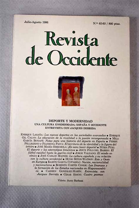 Revista de Occidente Año 1986 nº 62 63 Deporte y modernidad una