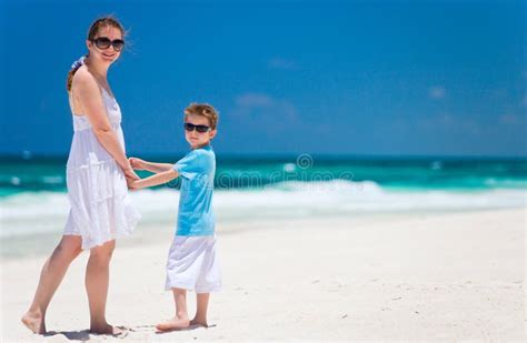 Mother And Son On Vacation Stock Image Image Of Coast 21908759