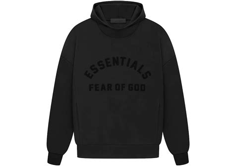 Fear Of God Essentials Arch Logo Hoodie Jet Black Mens Ss23 Us