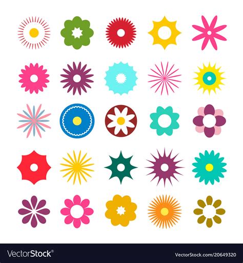 Flat Design Flowers Icons Simple Flowers Set Vector Image