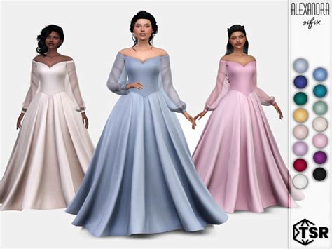 The Sims Resource Alexandra Dress Sims 4 Dresses Dress Sims 4 Mods