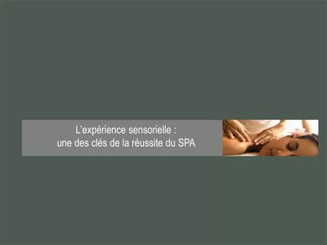 Ppt Lexp Rience Sensorielle Une Des Cl S De La R Ussite Du Spa