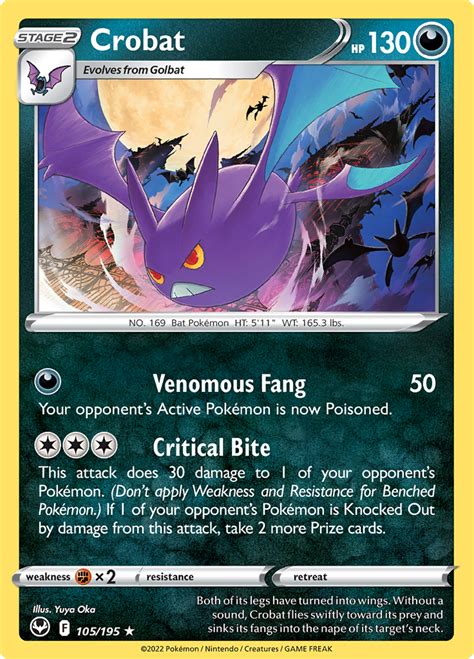 Crobat 105 195 Silver Tempest Holo Rare Shady Bloom