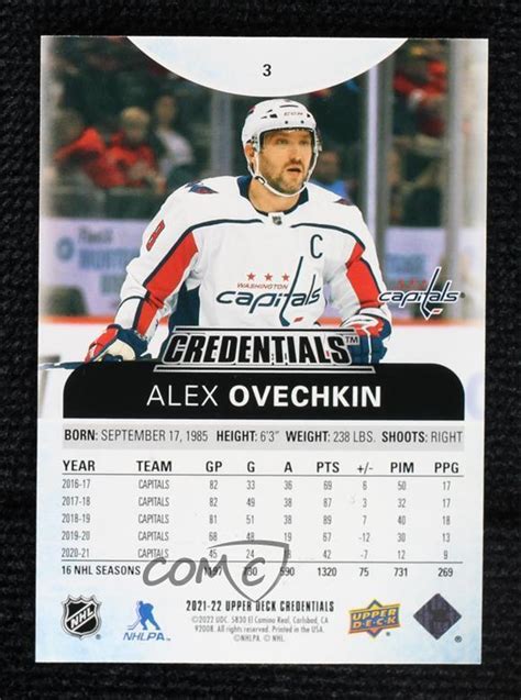 2021 22 Upper Deck Credentials Red 199 Alex Ovechkin 3 EBay