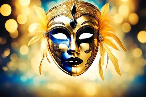 Premium Photo Gold Carnival Mask On Black Background