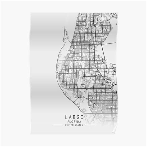 Largo Florida US Gray City Map Poster For Sale By Ctmapprint